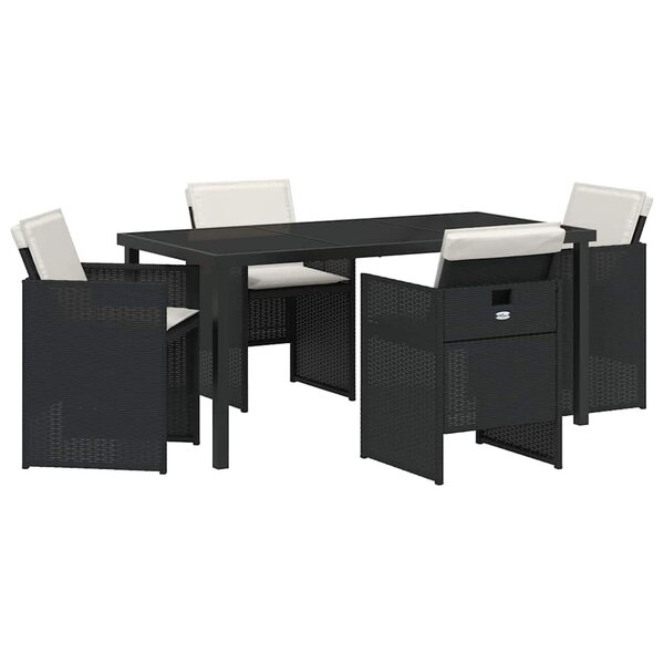 vidaXL Ensemble de salle à manger pour jardin 5 Pièces Noir polyrotin
