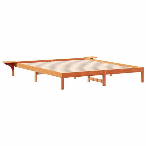 vidaXL Cadre de lit avec tables de chevet Brun cire 180 x 210 cm