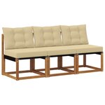 vidaXL 3 pc Canapé du milieu extérieur Naturel