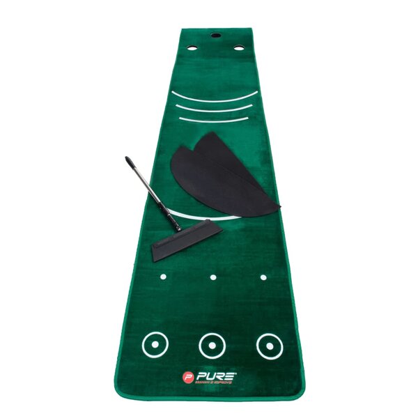 Pure2improve tapis de putting double grain avec balai 335 3 x 69 9 cm