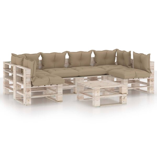 vidaXL Salon de jardin palette 7 Pièces avec coussins bois de pin