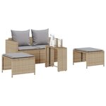 vidaXL Salon de jardin 5 Pièces avec coussins empilable beige polyrotin