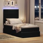 vidaXL Lit de rangement LED avec matelas Noir 90 x 190 cm Velours