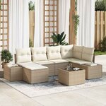 vidaXL Ensemble de canapé de jardin avec coussin 7 Pièces beige et crème