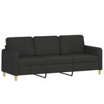vidaXL Ensemble de canapés 3 Pièces avec coussins Noir Tissu