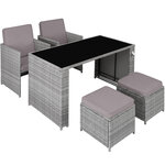 Tectake salon de jardin en résine tressée palerme 4 places - gris clair/gris foncé