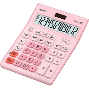 Calculatrice de bureau à 12 chiffres Casio GR-12C - Écran extra-large - Symboles de commande de fonction - Alimentation solaire et à piles - Rose