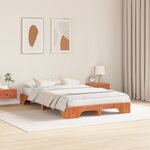 vidaXL Lit en bois massif marron ciré 120x190 cm