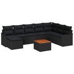 vidaXL Ensemble de canapé de jardin 9 Pièces Noir