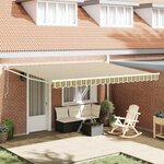 vidaXL Auvent Rétractable Vert et jaune 4 5 × 3 m Polyester et métal