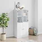 vidaXL Buffet haut avec portes blanc 68x37x142 cm bois d'ingénierie