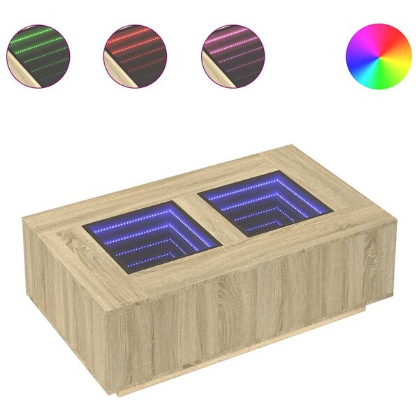 vidaXL Table basse avec LED infini chêne sonoma 116x69x40 cm