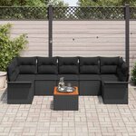 vidaXL Ensemble de canapé de jardin avec coussin 8 Pièces Noir