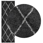 vidaXL Tapis shaggy à poils longs moderne noir et crème 80x250 cm