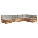 vidaXL Ensemble de canapés d'extérieur 8 pc Gris Naturel et Clair