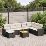 vidaXL Salon de jardin 9 Pièces avec coussins noir résine tressée