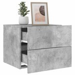 vidaXL Tables de chevet murales avec lumières LED 2 Pièces gris béton