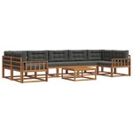 vidaXL Ensemble de canapés d'extérieur 8 Pièces Naturel et Anthracite