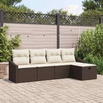 vidaXL Ensemble de canapé de jardin 5 Pièces Marron Poly rotin