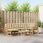 vidaXL Ensemble de canapés d'extérieur 7 Pièces Blanc et Beige