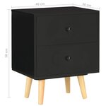 vidaXL Tables de chevet 2 Pièces Noir 40 x 30 x 50 cm Pin massif