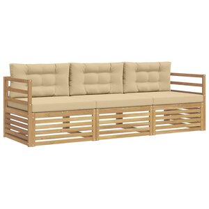 vidaXL Ensemble de canapés d'extérieur 3 Pièces Blanc et Beige Polyester