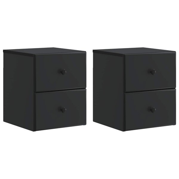 vidaXL Cabinet de chevet mural 2 Pièces Noir 34 5 x 33 x 40 cm