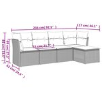 vidaXL Salon de jardin avec coussins 5 Pièces beige résine tressée