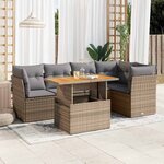 vidaXL Salon de jardin avec coussins 6 Pièces beige résine tressée