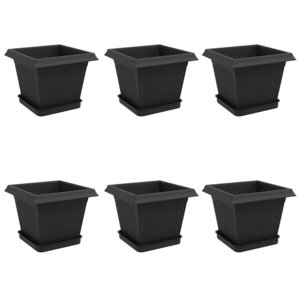 vidaXL Pots de plantes 6 Pièces Noir 20 x 20 x 16 cm Plastique