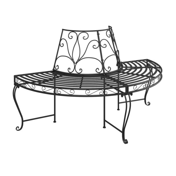 vidaXL Banc demi-circulaire tour d'arbre Ø160 cm Noir Acier