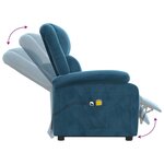 vidaXL Fauteuil de massage Bleu Velours