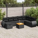 vidaXL Salon de jardin 9 Pièces avec coussins noir résine tressée