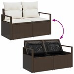vidaXL Ensemble de canapé de jardin avec coussin 6 Pièces Marron  Crème