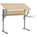 vidaXL Bureau d'artisanat chêne sonoma et gris 110x53x(58-87) cm