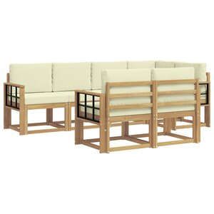 vidaXL Ensemble de canapés d'extérieur 7 pc Blanc et crème Polyester