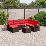 vidaXL Salon de jardin 8 Pièces avec coussins marron résine tressée
