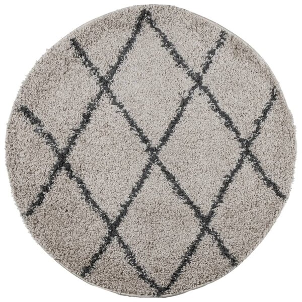 vidaXL Tapis shaggy à poils longs moderne beige et anthracite Ø 80 cm