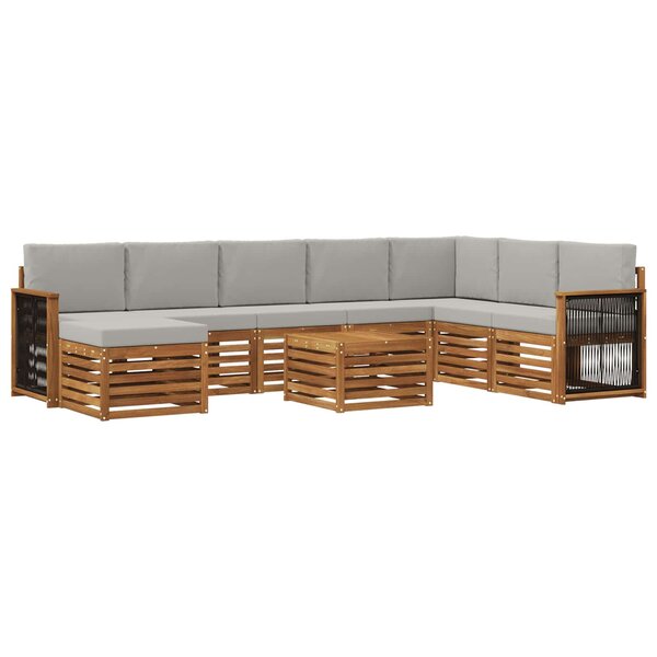 vidaXL Ensemble de canapés d'extérieur 7 Pièces Naturel et gris clair