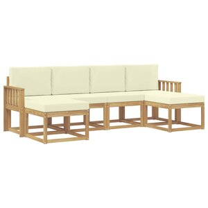 vidaXL Ensemble de canapés d'extérieur 6 pc Blanc et crème Polyester