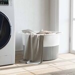 vidaXL Panier à linge gris et blanc Ø55x36 cm coton