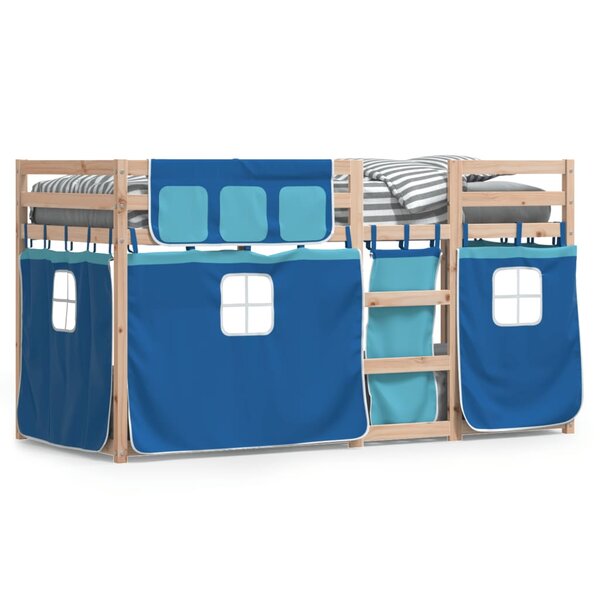 vidaXL Lit superposé sans matelas bleu 75x190 cm bois de pin massif