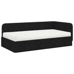 vidaXL Cadre de lit d'angle avec matelas Noir 90 x 190 cm tissu