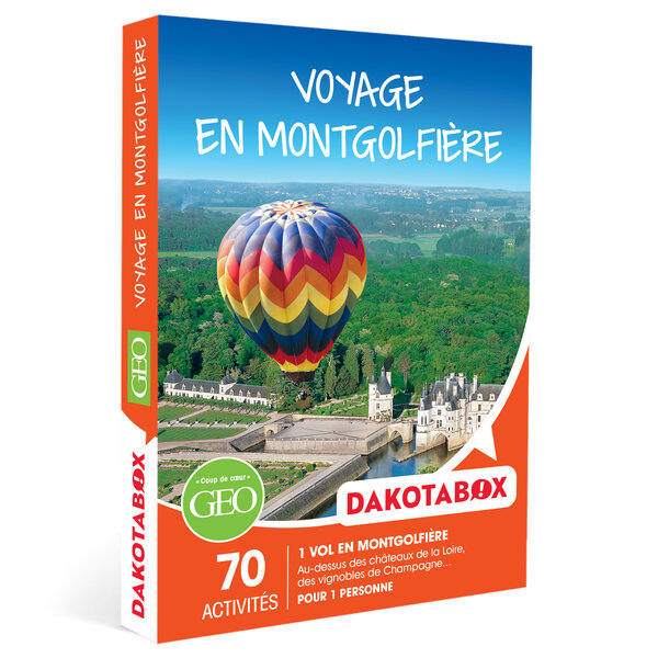 DAKOTABOX - Coffret Cadeau - Voyage en montgolfière - 70 lieux incroyables à survoler : châteaux de la Loire ou encore vignobles de Champagne