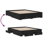 vidaXL Cadre de lit avec tiroirs sans matelas noir 150x200 cm