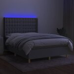 vidaXL Sommier à lattes de lit matelas LED Gris clair 140x190 cm Tissu