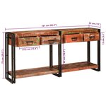 vidaXL Tables console (Set de 2) avec tiroirs - Couleurs variées  en bois massif recyclé