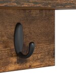 vidaXL Porte-manteau mural avec étagère Montage mural Chêne fumé 60 x 10.5 x 18 cm
