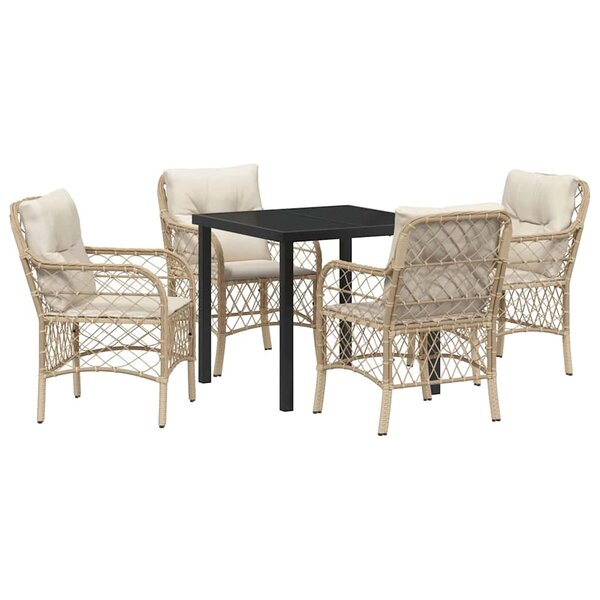 vidaXL Ensemble de salle à manger pour jardin 5 Pièces Beige polyrotin