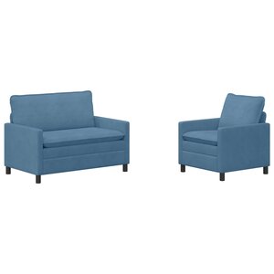 vidaXL Ensemble de Canapés 2 Pièces Bleu Tissu